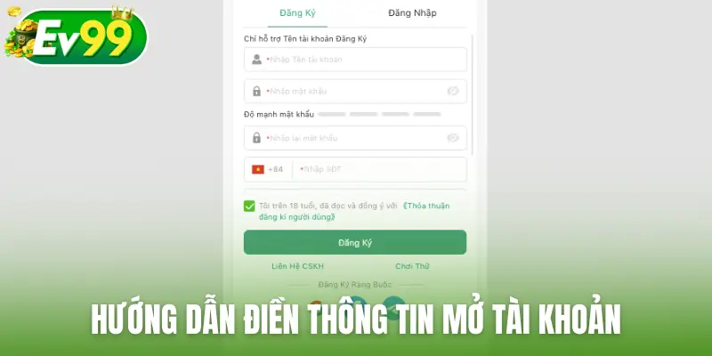 Hướng dẫn điền thông tin mở tài khoản