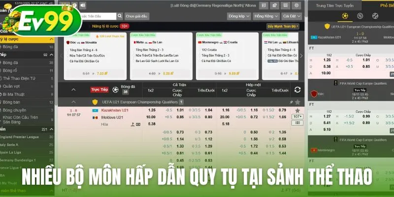 Nhiều bộ môn hấp dẫn quy tụ tại sảnh cược thể thao